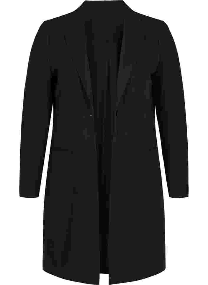 Long classic blazer made from a viscose mix, Black, Packshot