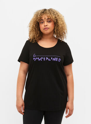 Sports t-shirt with print, Black w. Disciplined, Model image number 0