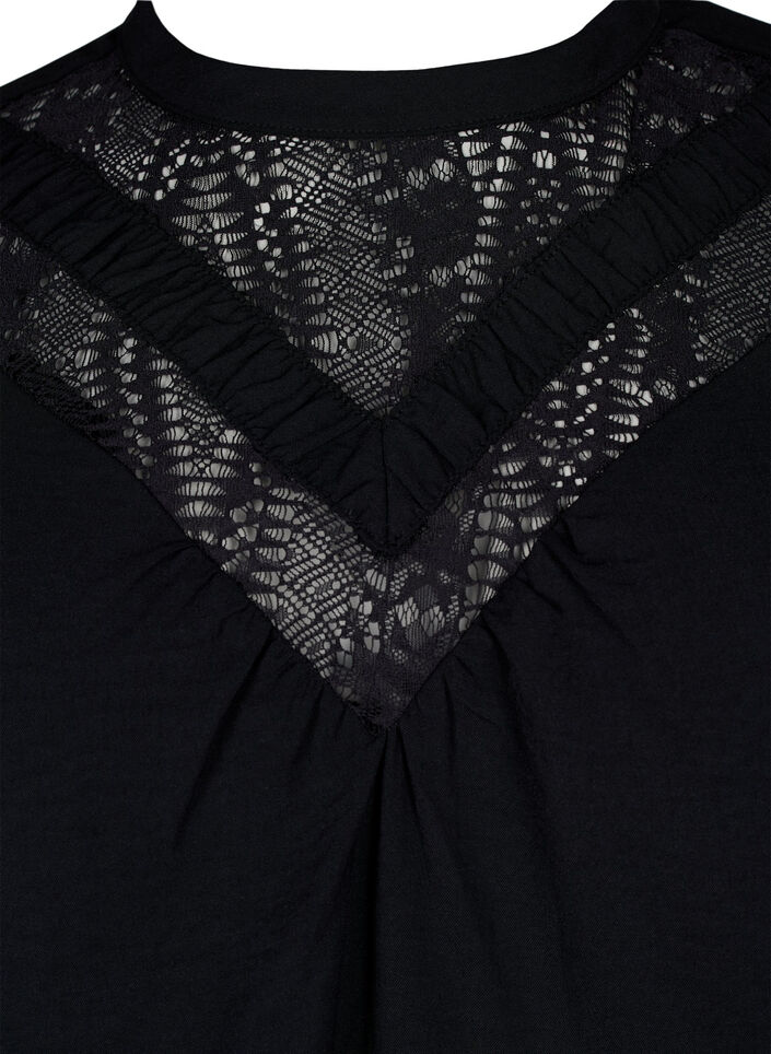 Short dress with lace detail, Black, Packshot image number 2