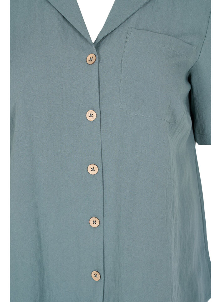 Viscose shirt with short sleeves, Balsam Green, Packshot image number 2
