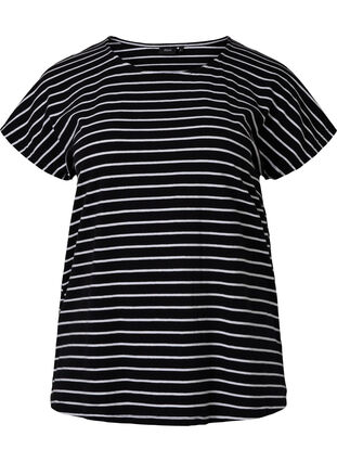 Cotton t-shirt with stripes, Black W. Stripe, Packshot image number 0