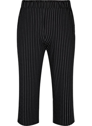 Loose trousers with 7/8 length, Black White Stirpe, Packshot image number 0