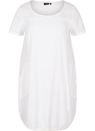 Short sleeve cotton dress, Bright White, Packshot image number 0