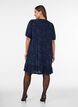 Dress with floral texture and ruffle trim, Blue, Model image number 2