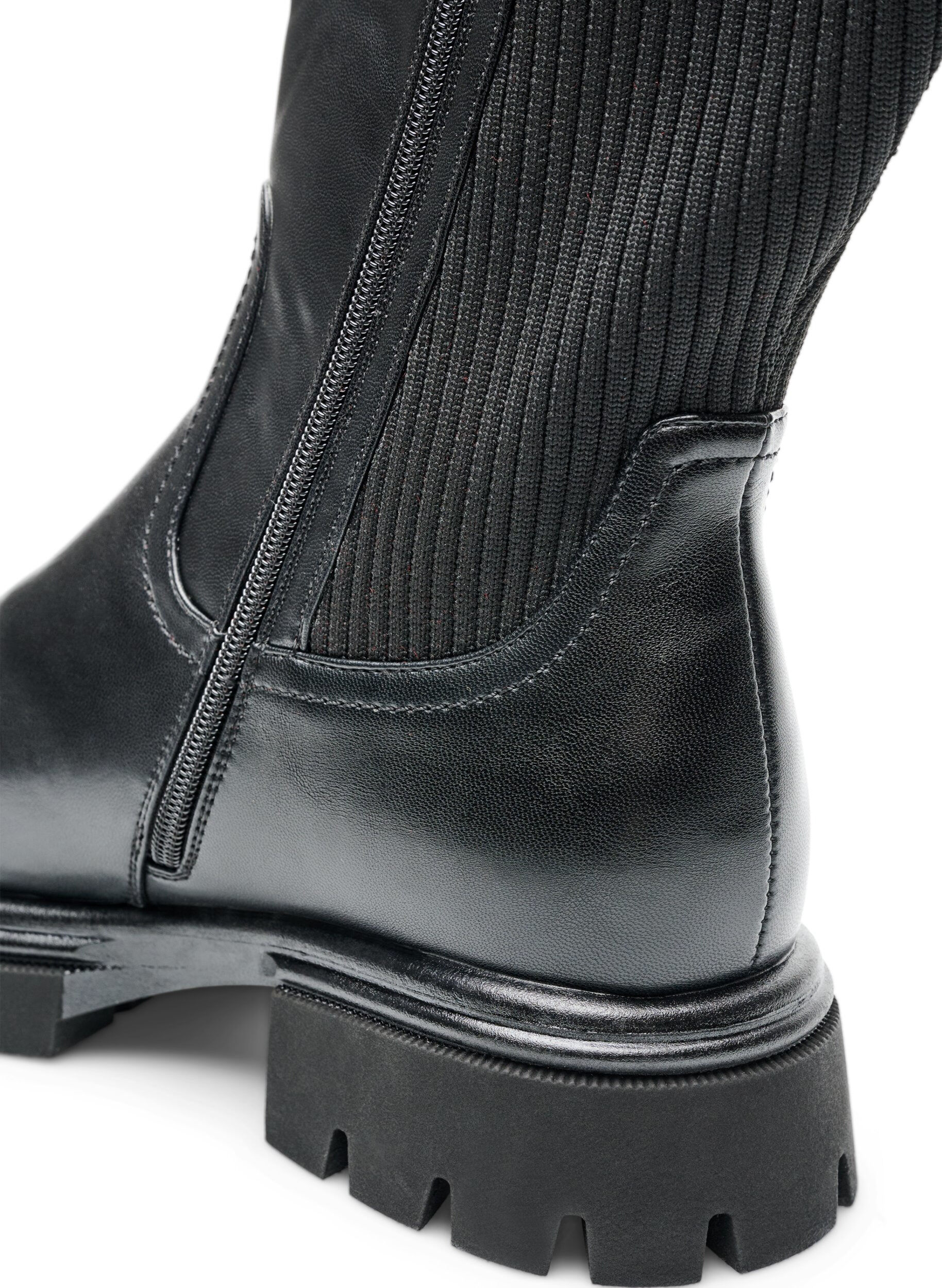 ZizzifashionLong boot with rib panels, Black, Packshot image number 5