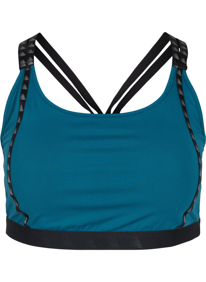 Sports bra with mesh back, Deep Teal, Packshot image number 0