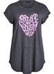 Short sleeve nightgown with text print, Black, Packshot image number 0