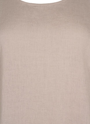 Short-sleeved blouse in 100% linen, Sand, Packshot image number 2