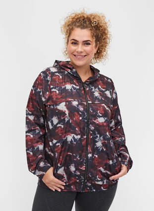 Printed sports jacket with a zipper and pockets, Cloud Print, Model image number 0