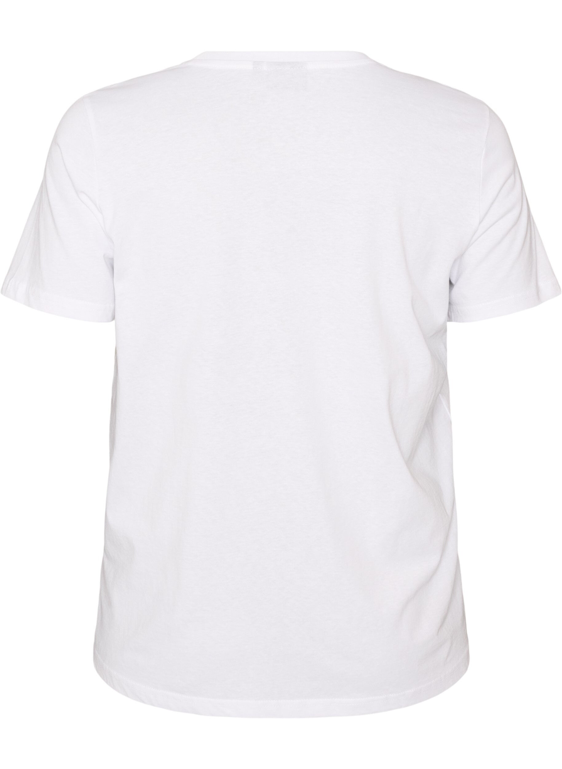 ZizzifashionCotton T-shirt with text badge, White, Packshot image number 1