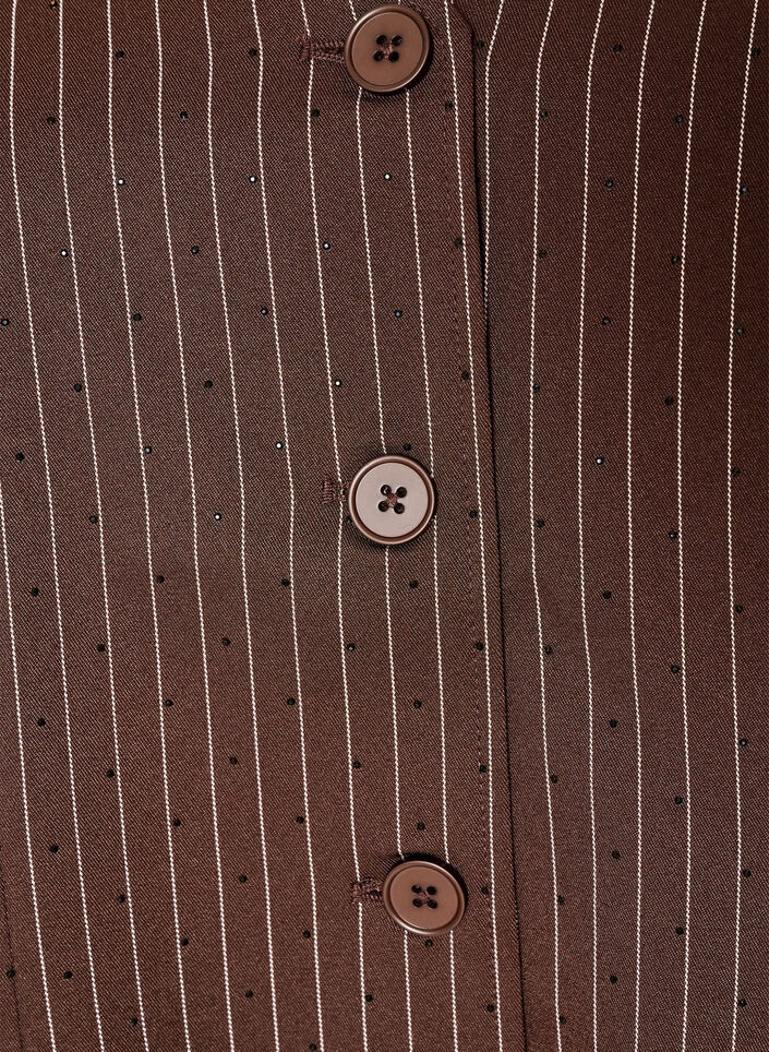 Pinstripe blouse with rhinestones and buttons, Brown, Packshot image number 2