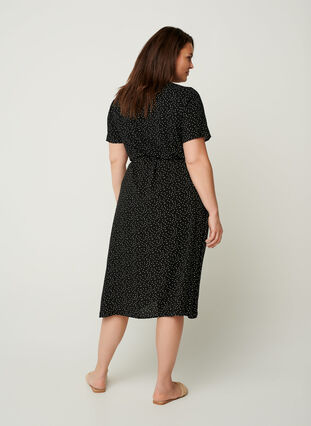 Short-sleeved, dotted wrap dress, Black, Model image number 1
