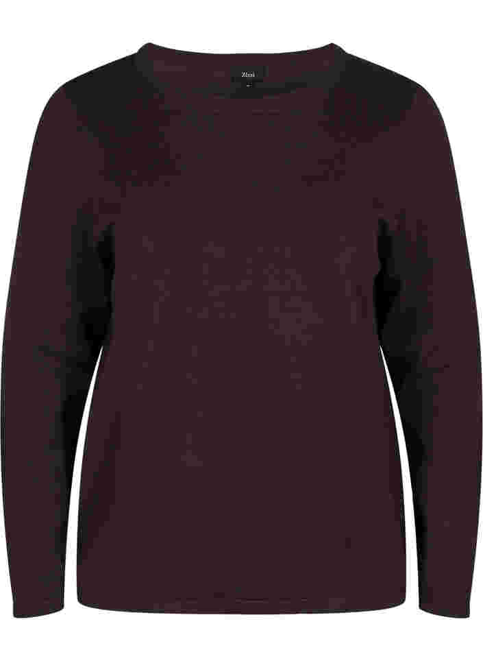 	 Knitted viscose top with long sleeves, Black Coffee Solid, Packshot image number 0