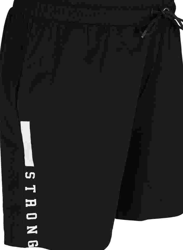 Loose shorts with text print, Black, Packshot image number 2