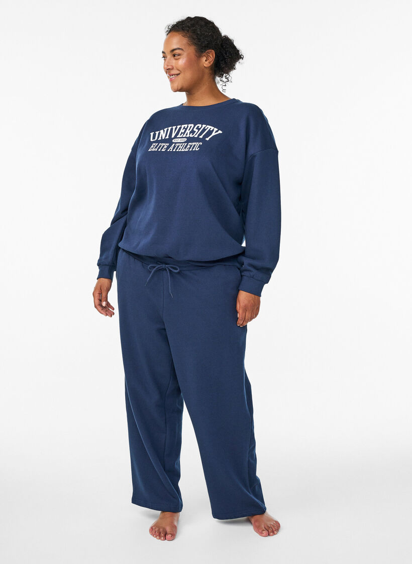 Sweatshirt with text print, Blue, Model image number 1