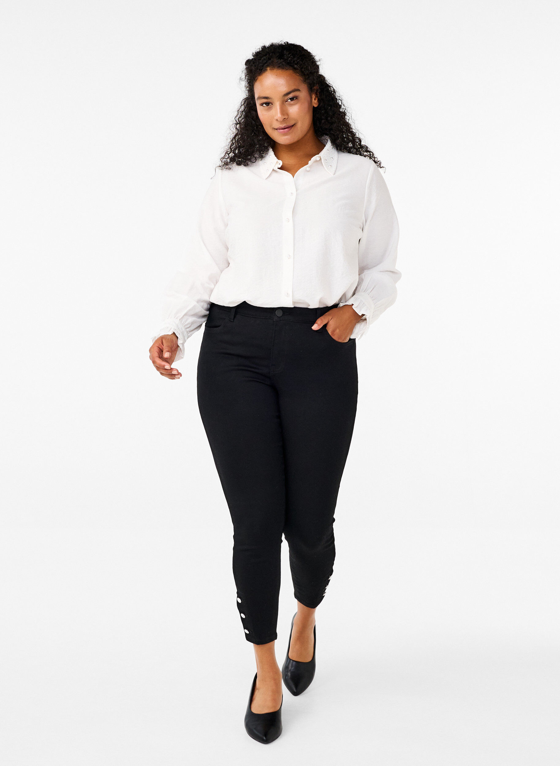 Zizzifashion Shirt with pearls, Snow White, Model image number 3