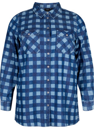 Cotton shirt in paisley pattern, Blue Check, Packshot image number 0