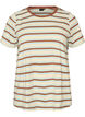 Striped organic cotton T-shirt, Brown, Packshot image number 0