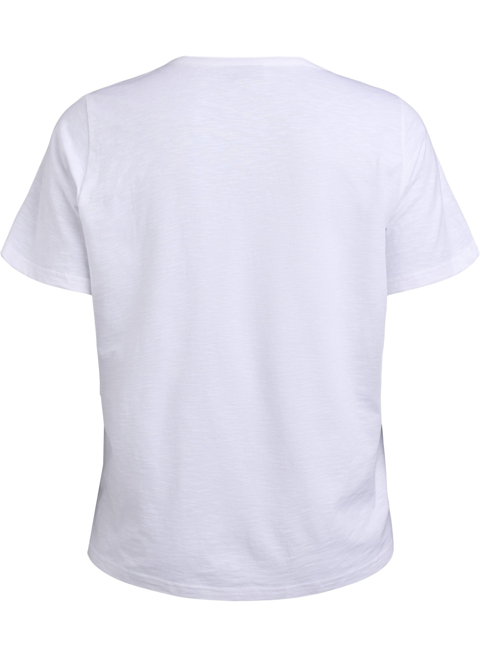 Zizzifashion T-shirt with button detail, White, Packshot image number 1