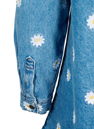 Loose denim shirt with embroidered daisies, L.B. Flower, Packshot image number 3