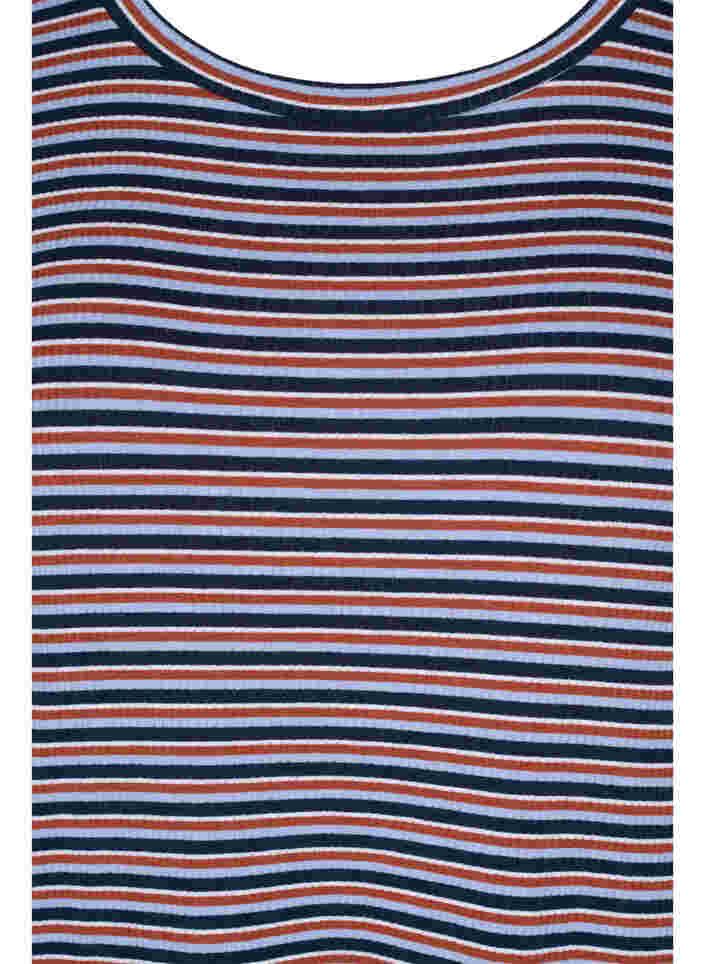 Striped dress with slits, Mahogany/Navy Stripe, Packshot image number 2