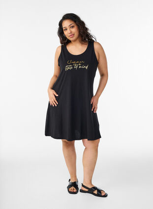 Sleeveless A-line dress - Black - Sz. XL - Zizzifashion Sleeveless A-line dress - Black - Sz. XL - Zizzifashion