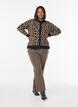 Cardigan with leopard pattern and contrast trim, Black, Model image number 1