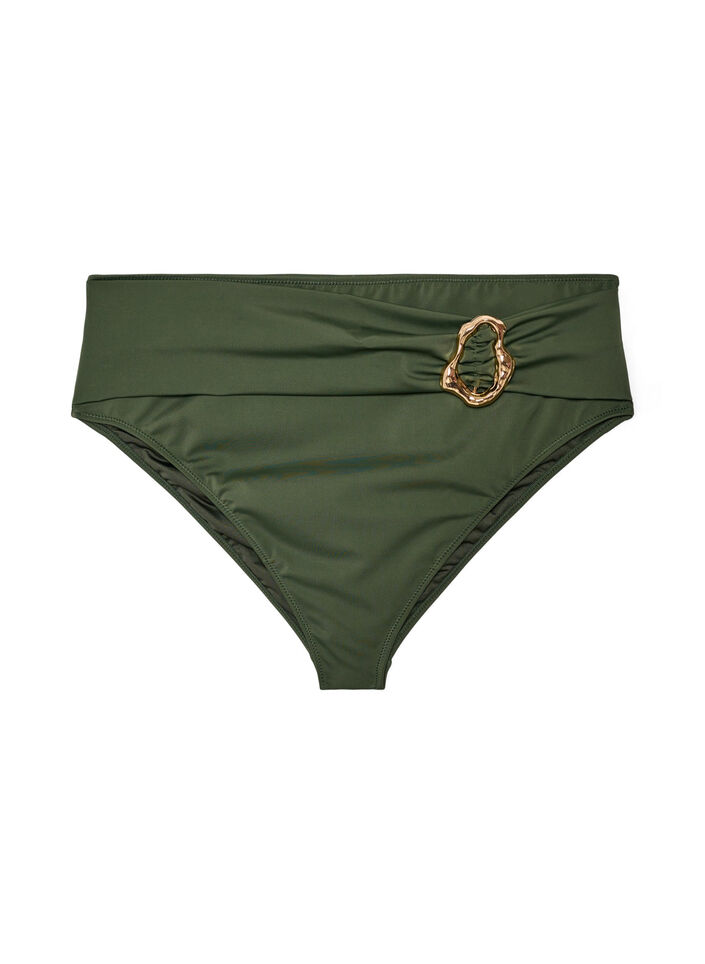 High-waisted Tai bikini briefs with gold detail, Green, Packshot