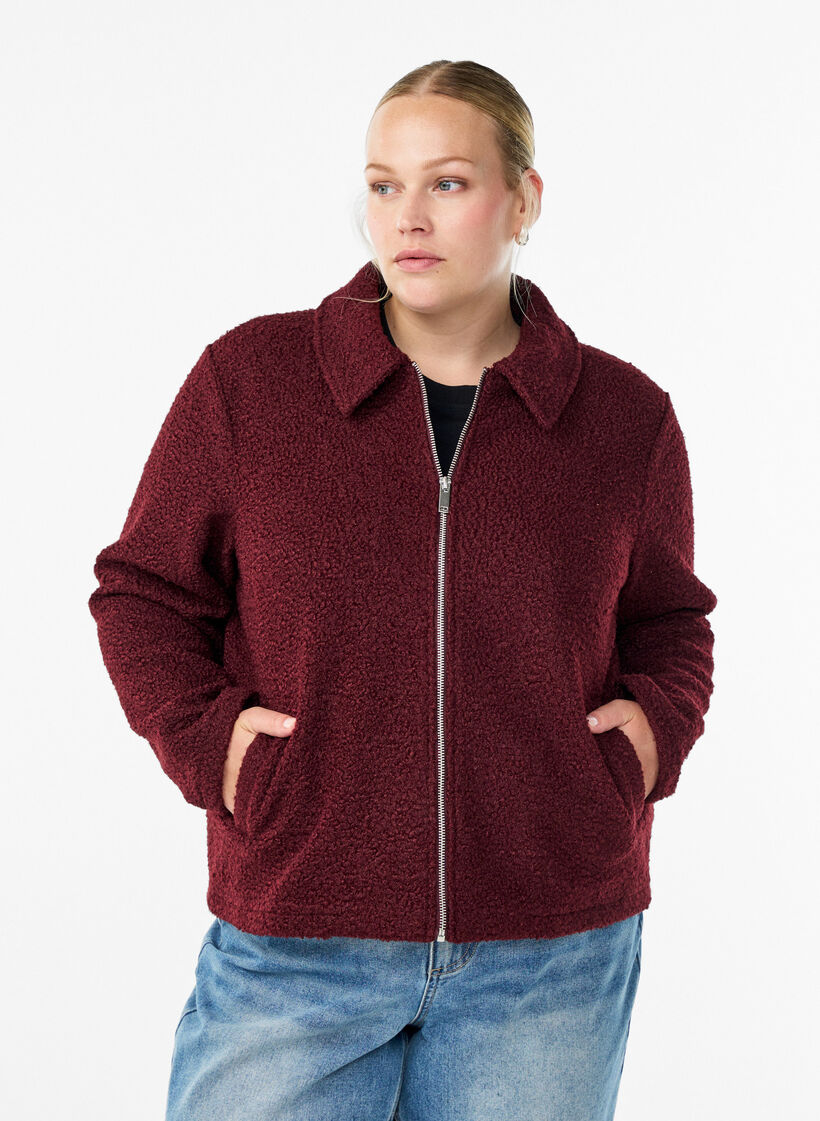 Short jacket with zipper, Dark Bordeaux, Model image number 0