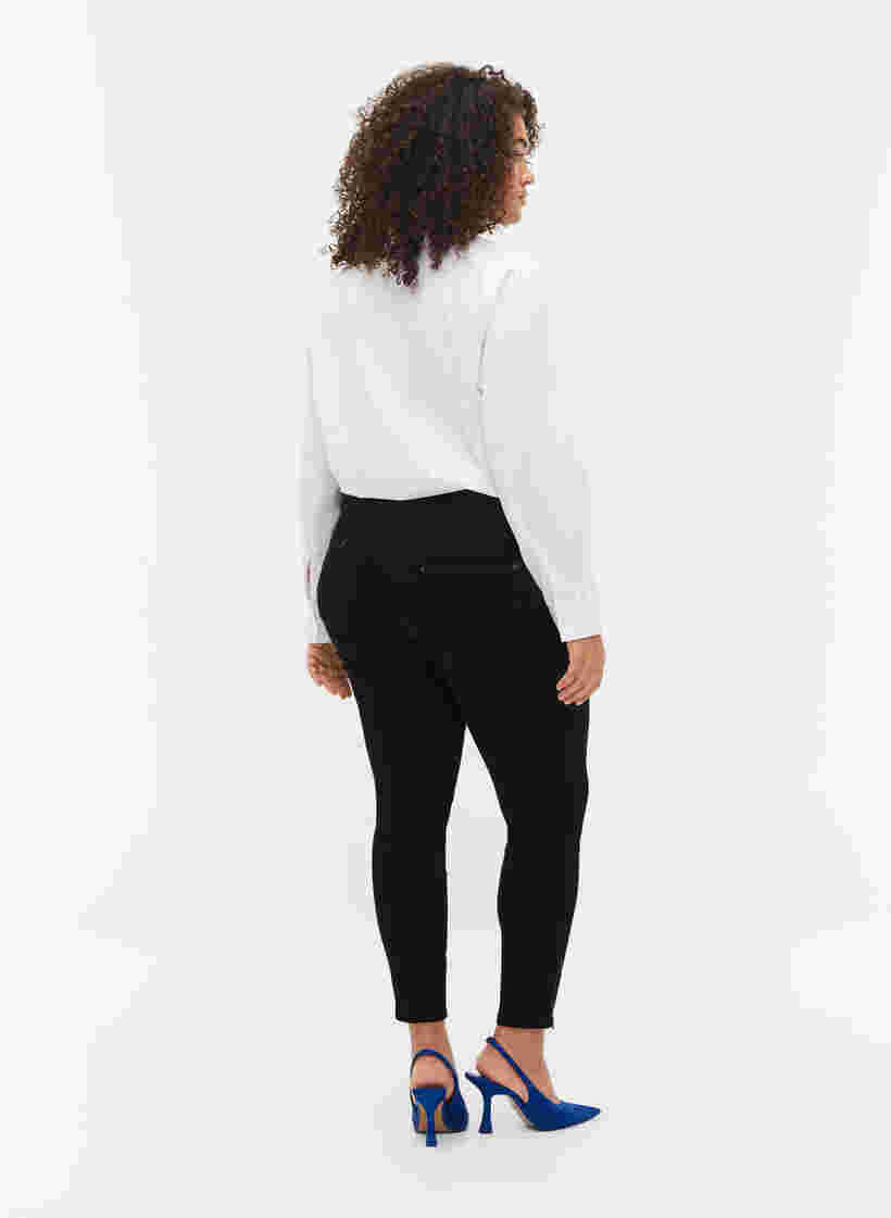 Cropped Amy jeans with a zip, Black denim, Model image number 1