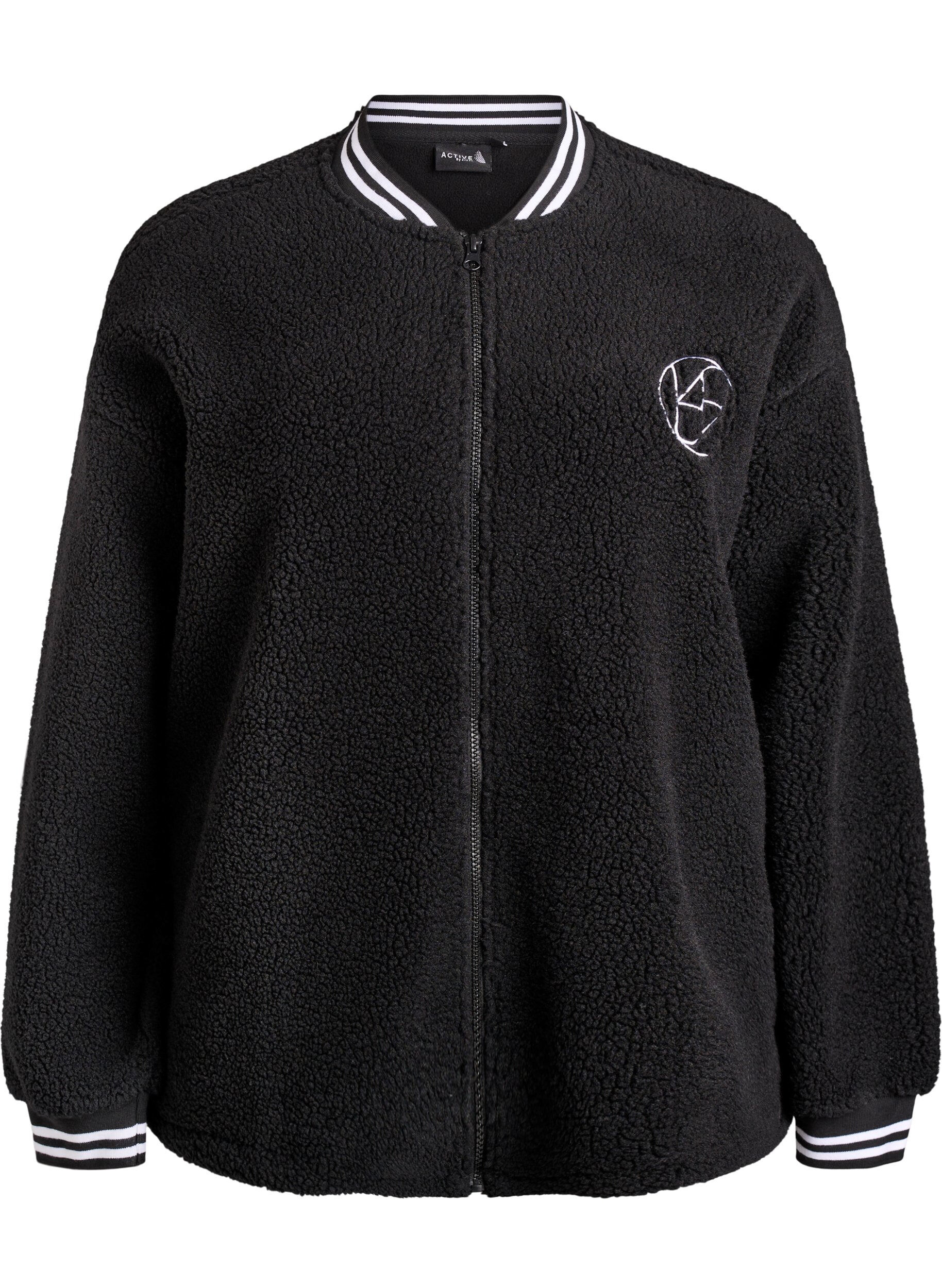 Teddy fleece jacket with stripe details