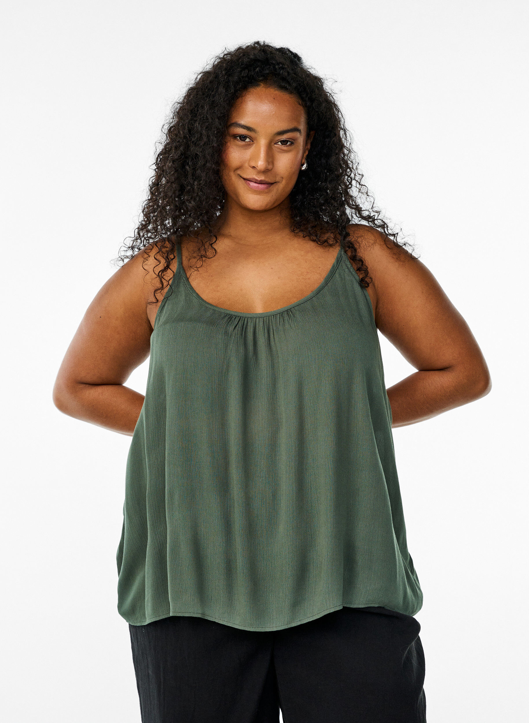 ZizzifashionStrap top in viscose, Green, Model image number 0