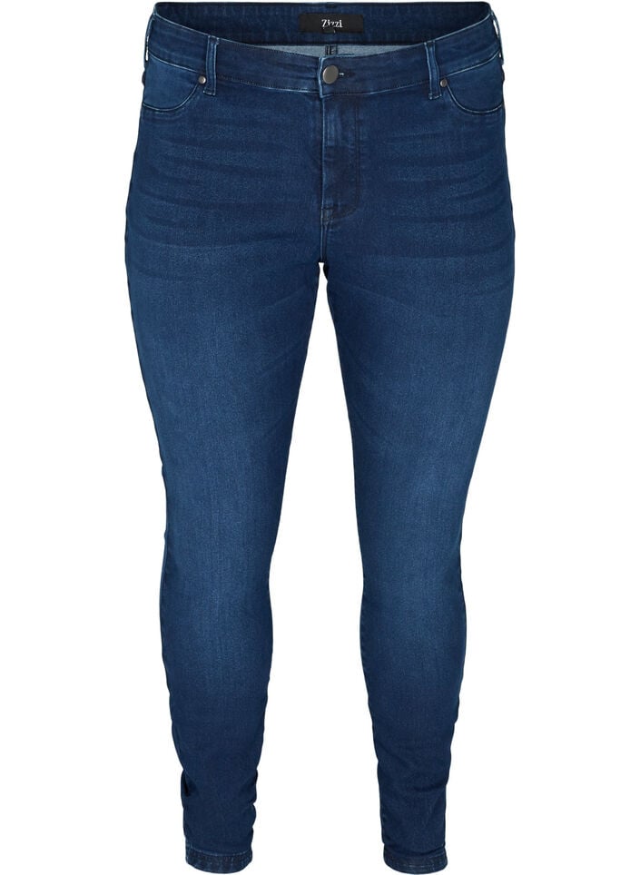 Jeggings in cotton blend, Dark blue denim, Packshot image number 0