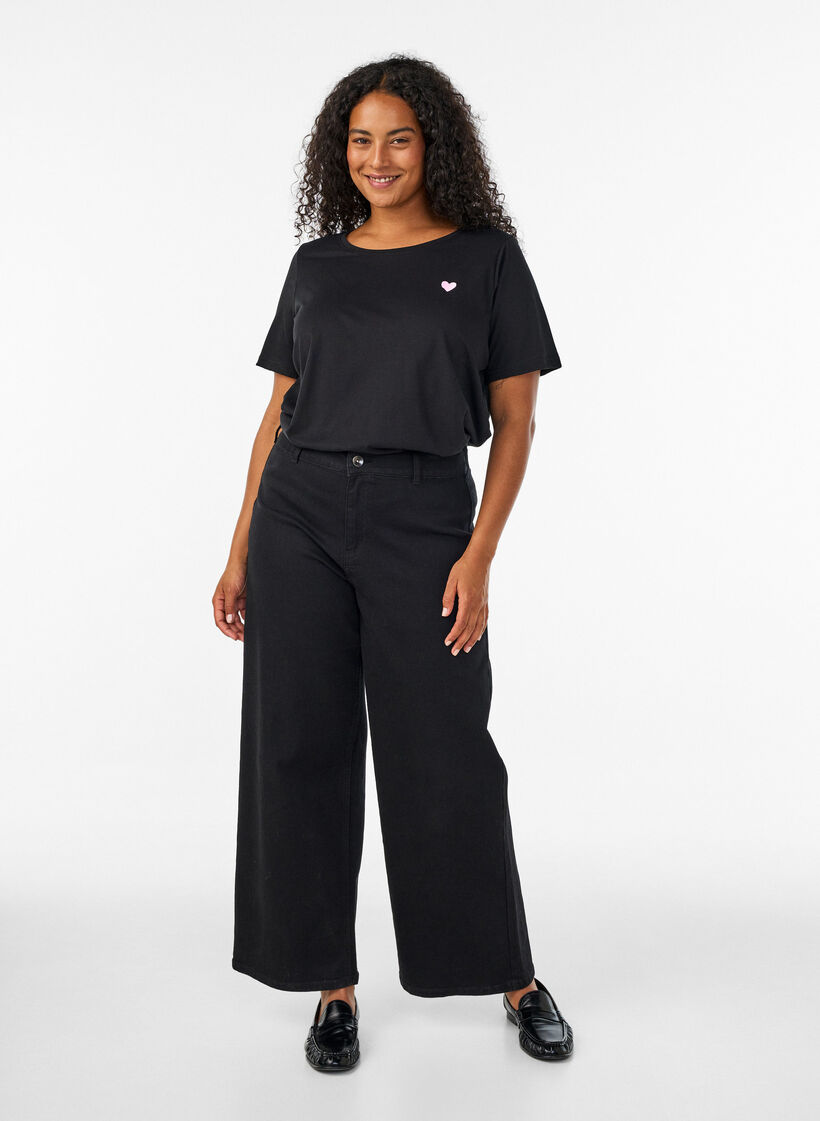 Wide-leg jeans, Black, Model image number 0