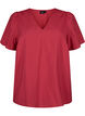 Short sleeve viscose blouse with embroidery, Red, Packshot image number 0