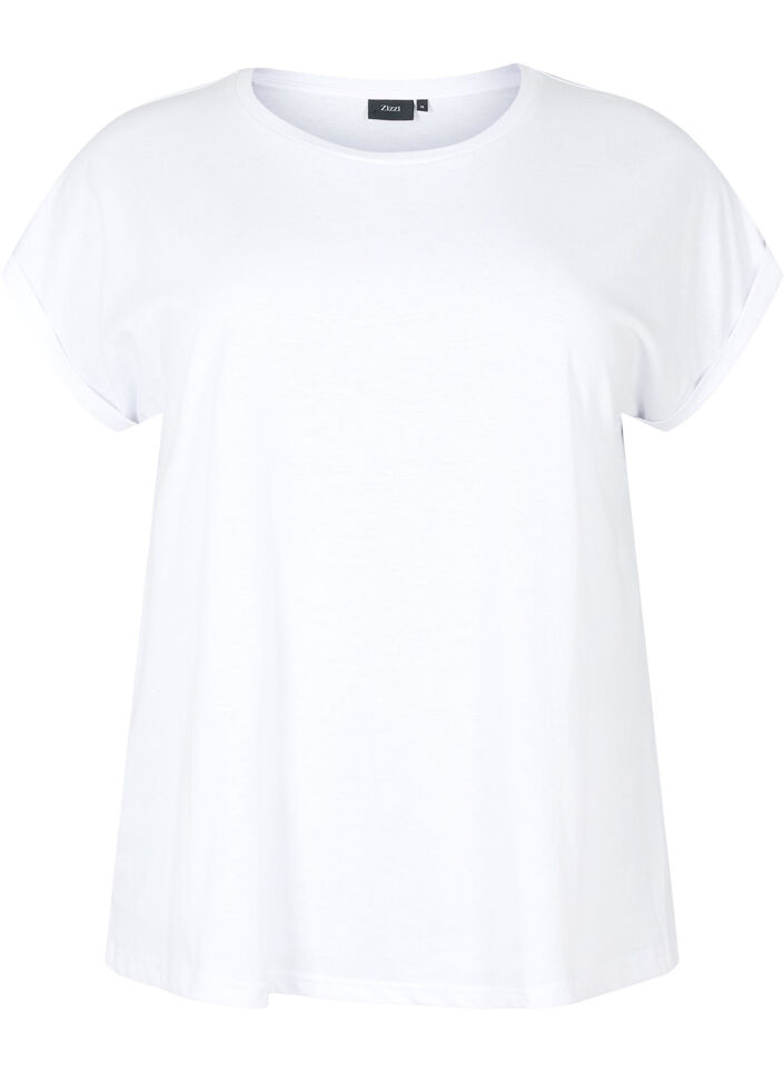 Short sleeved cotton blend t-shirt, White, Packshot image number 0
