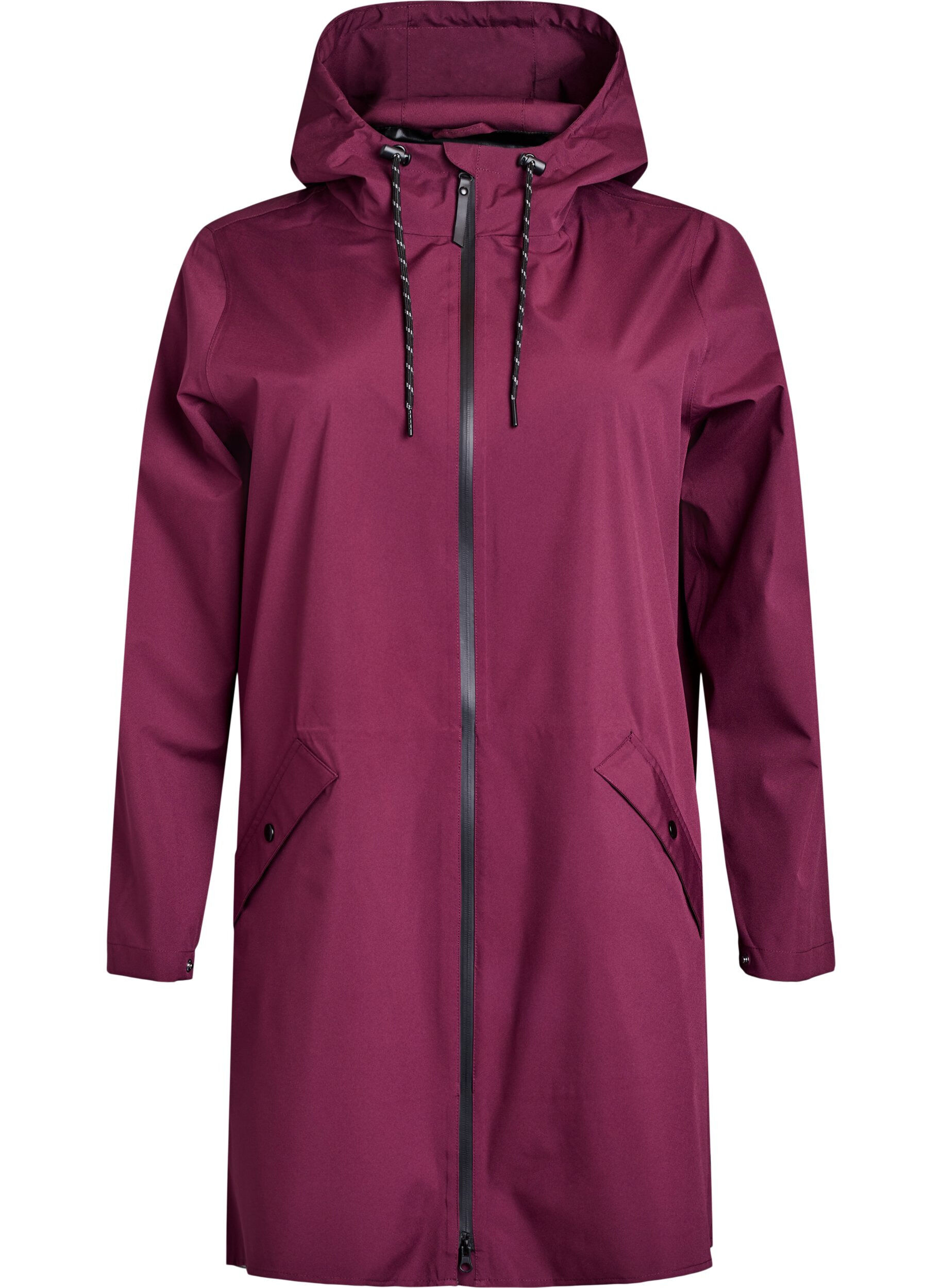 Zizzifashion Rain jacket with pockets and hood, Dark Bordeaux, Packshot image number 0
