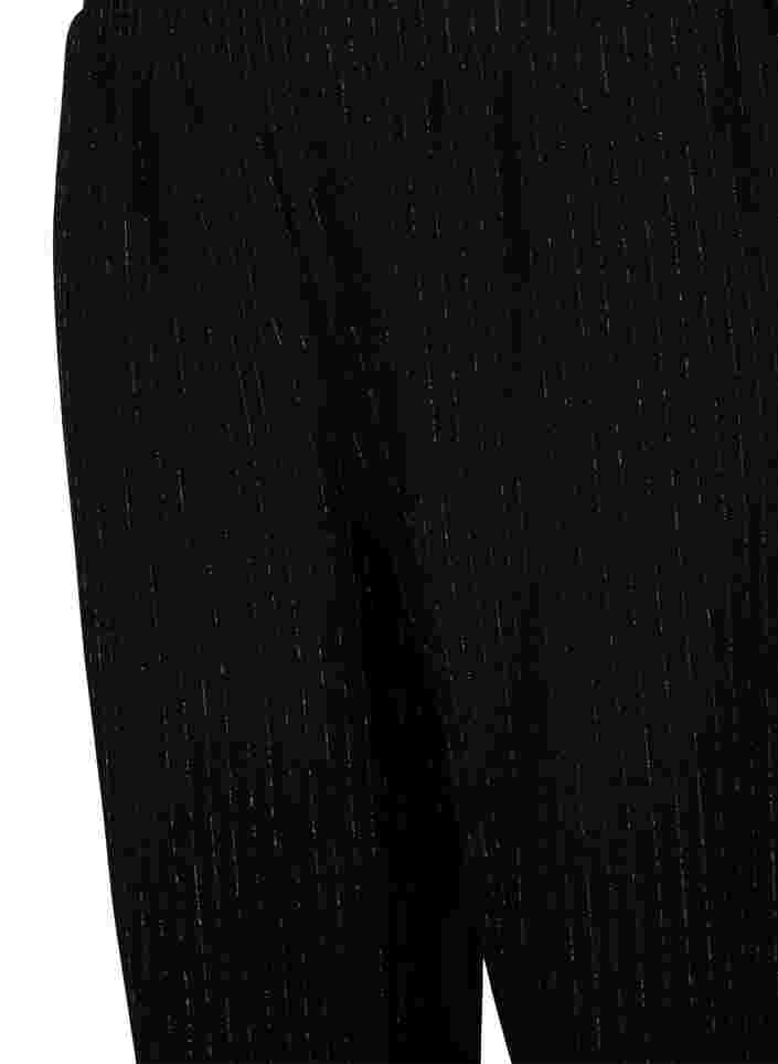 Wide leg trousers with lurex, Black w. Lurex, Packshot image number 2