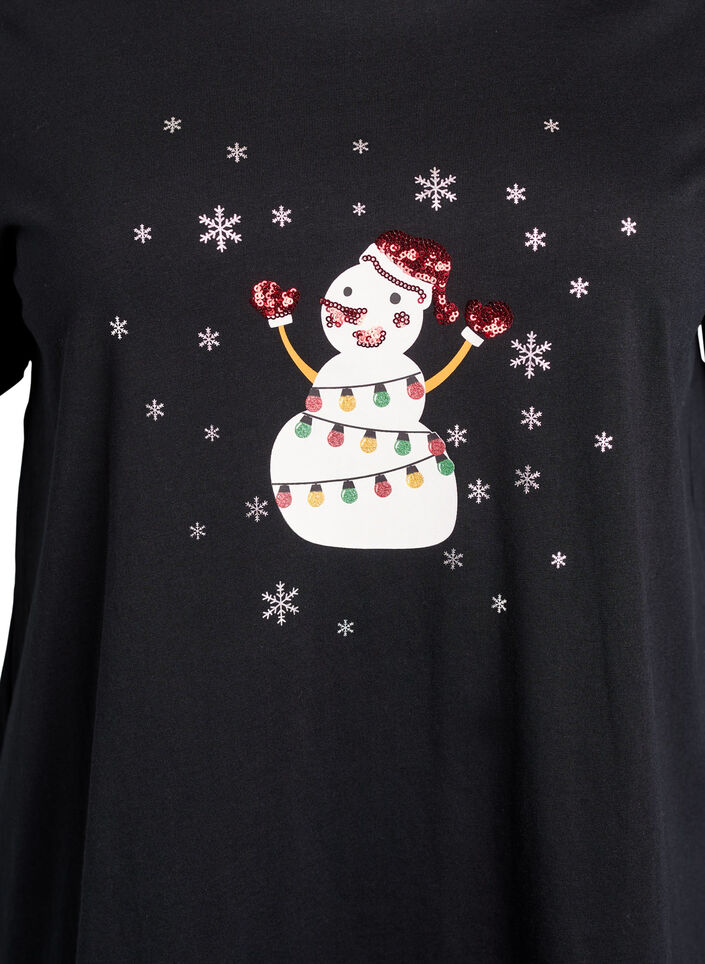 Christmas t-shirt in organic cotton, Black, Packshot image number 2