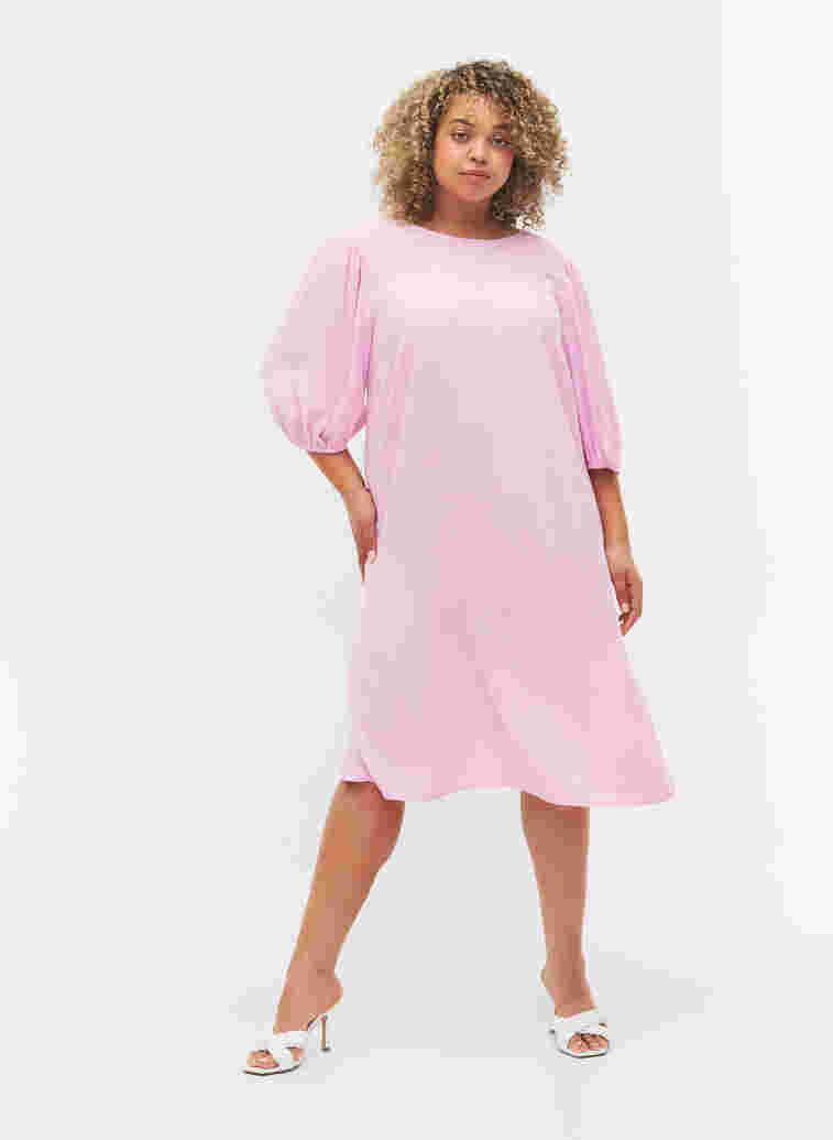 Viscose dress with back detail, Mauve Mist, Model image number 3