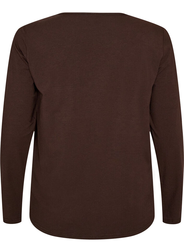 Cotton pyjama top with heart print, Brown, Packshot image number 1