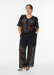 Short-sleeved lace blouse with V-neck, Black, Model image number 1
