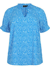 Short-sleeved blouse with print