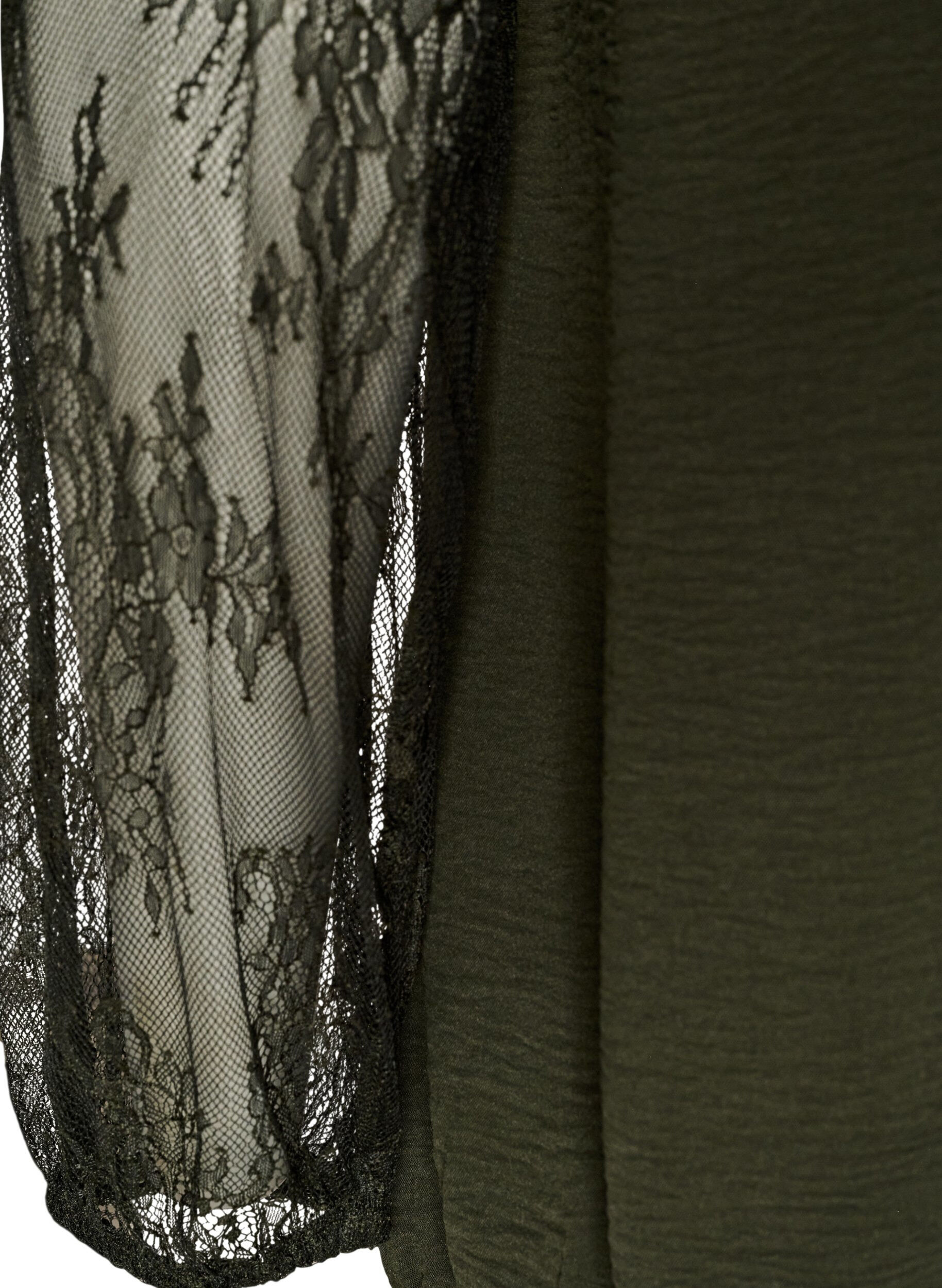 ZizzifashionBlouse with lace sleeves and balloon shape, Green, Packshot image number 3