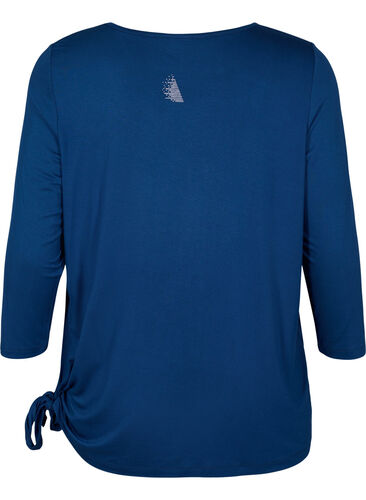Training blouse in viscose with tie detail, Blue Wing Teal, Packshot image number 1