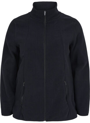 Fleece jacket with pockets and zip, Black, Packshot image number 0