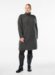 Short knitted dress with a turtleneck and ribbed texture, Dark Grey, Model image number 1