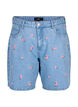 Denim shorts with embroidered flowers, Light Blue, Packshot image number 0