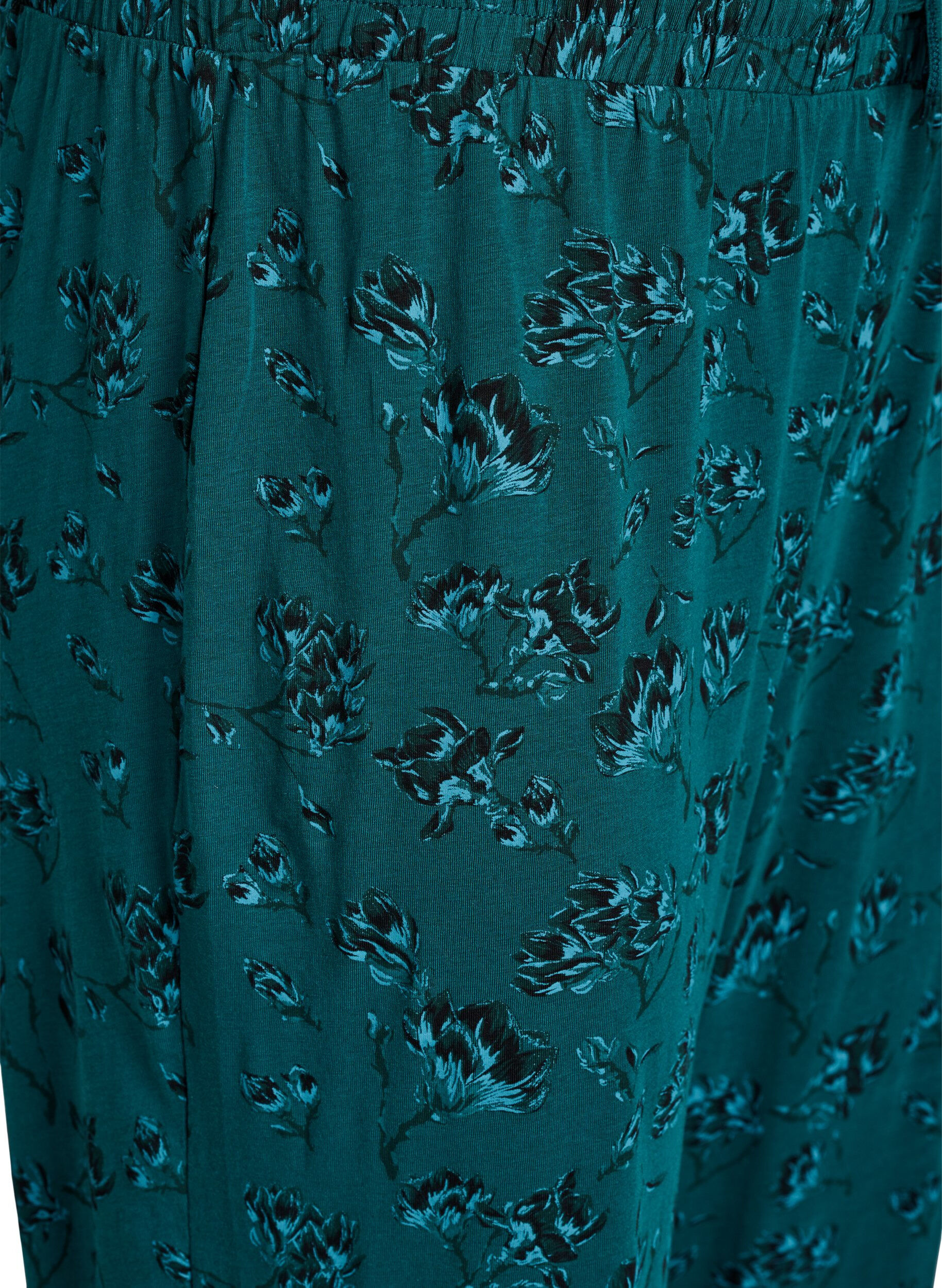 Zizzifashion Cotton pyjamas pants with print, Turquoise, Packshot image number 2
