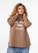 Sweatshirt with high neck and college print, Brown, Model image number 0